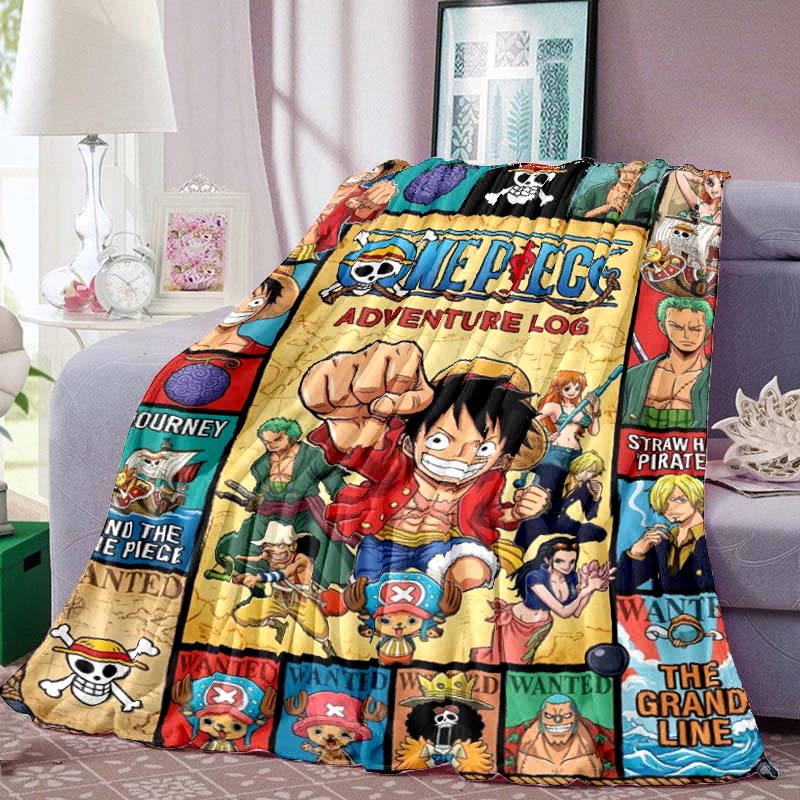 One Piece Anime Print Blanket Warm Comfortable Flannel Blanket for Bedrooms, Sofas, Beds, Chairs, Picnics, Travel -LXR39