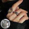 Korean S925 Silver-Plated Three-Layer Retro Hip-Hop Stacking Ring for Women