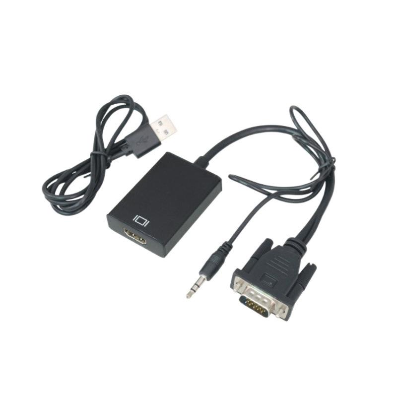 Кабель-переходник VGA на HDMI со звуком - VGA папа на HDMI мама для подключения ПК к телевизору