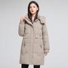 New Loose Cotton-padded Jacket Girls' Long Graphene Liner Winter Warm Hooded Coat.