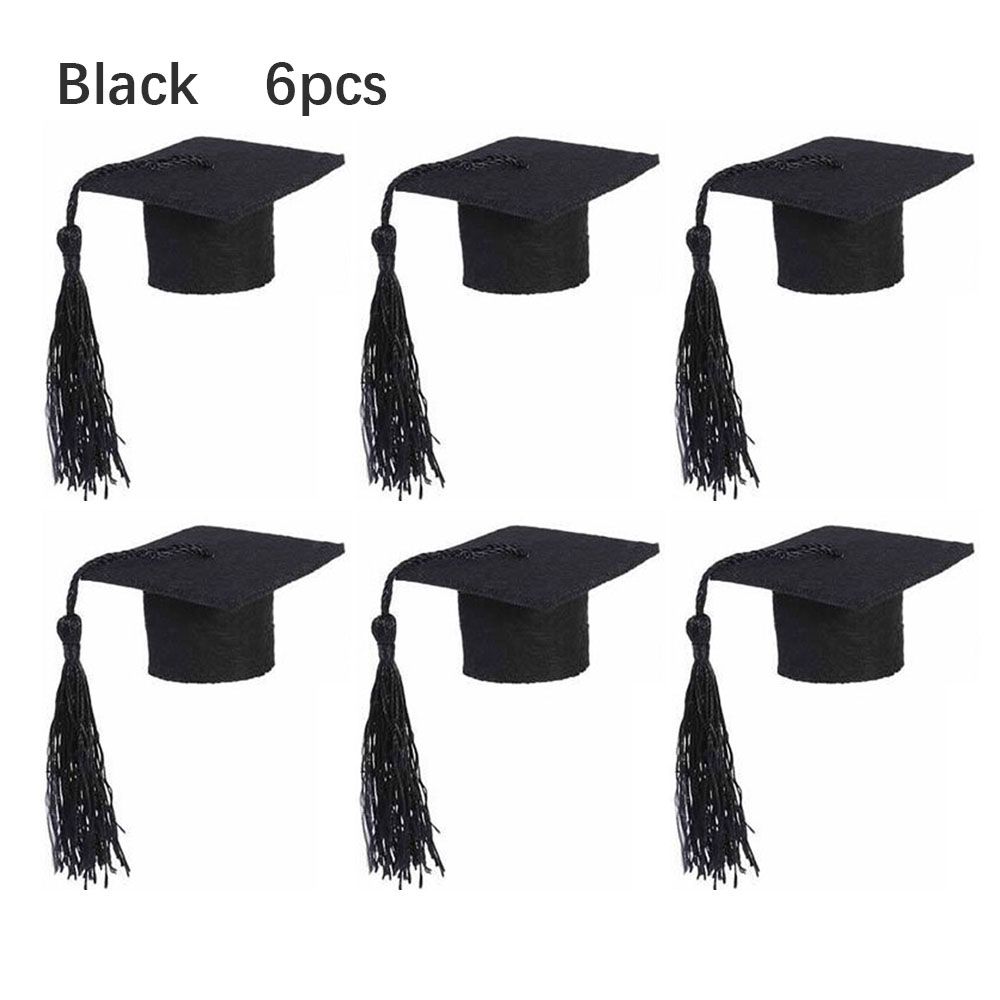 6Pcs Doll DIY Tassels Mini Graduation Hat Doctoral Cap Top Hat Bachelor Cap
