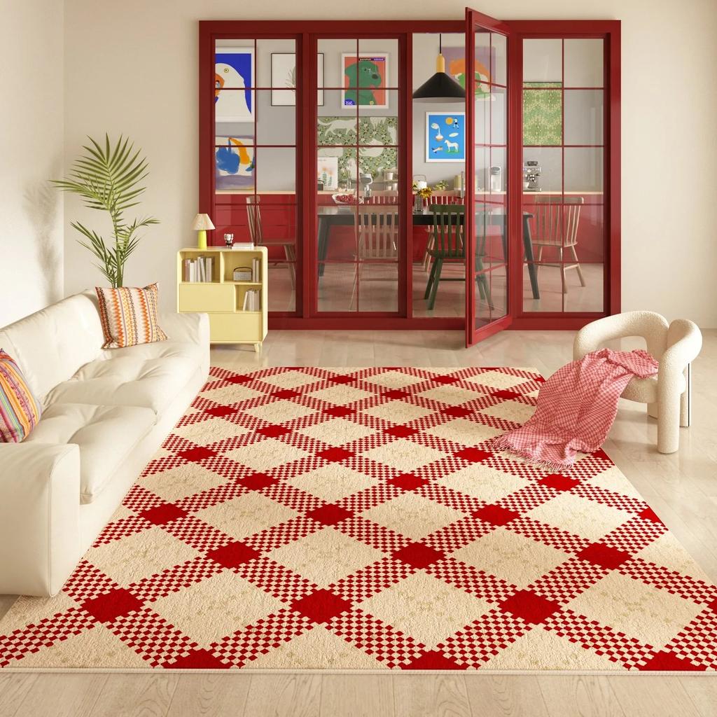 Ковер с геометрическим узором, коврик, ковер, ромб, клетка, цветовой блок, современный, скандинавский, украшение для дома, напольный коврик, ковры для спальни
