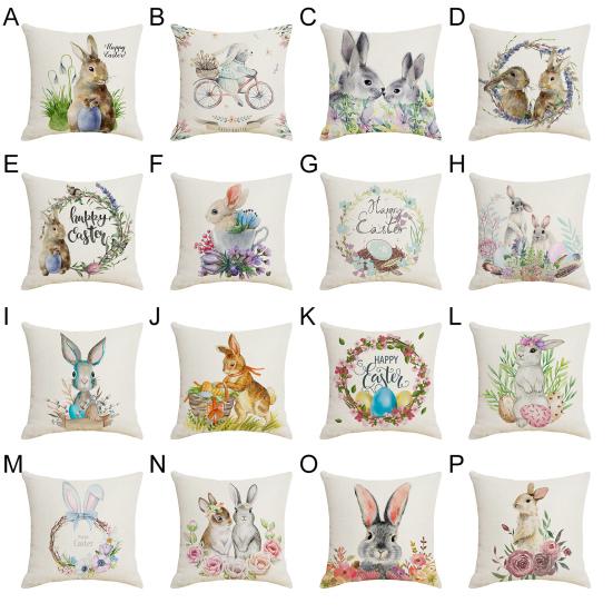 Наволочка со скрытой молнией, пыленепроницаемая льняная наволочка с изображением счастливого пасхального кролика, домашний декор, товары для дома