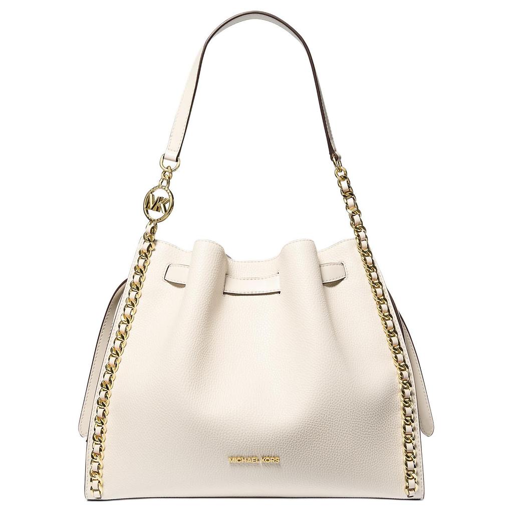 Michael Kors MK Mina Logo Drawstring Closure PU Bucket Bag Women handbags Cream-White 35H3G4ML3I-2171