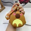 Cute Silicone Earphone Storage Bag Cartoon Capybara Coin Purse Girls Wallet Bags Pendant With Wrist Strap Keychain
