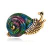 Lady Multicolor Fashion Cartoon Snail Shiny Rhinestone Enamel Brooch Pin Jewelry