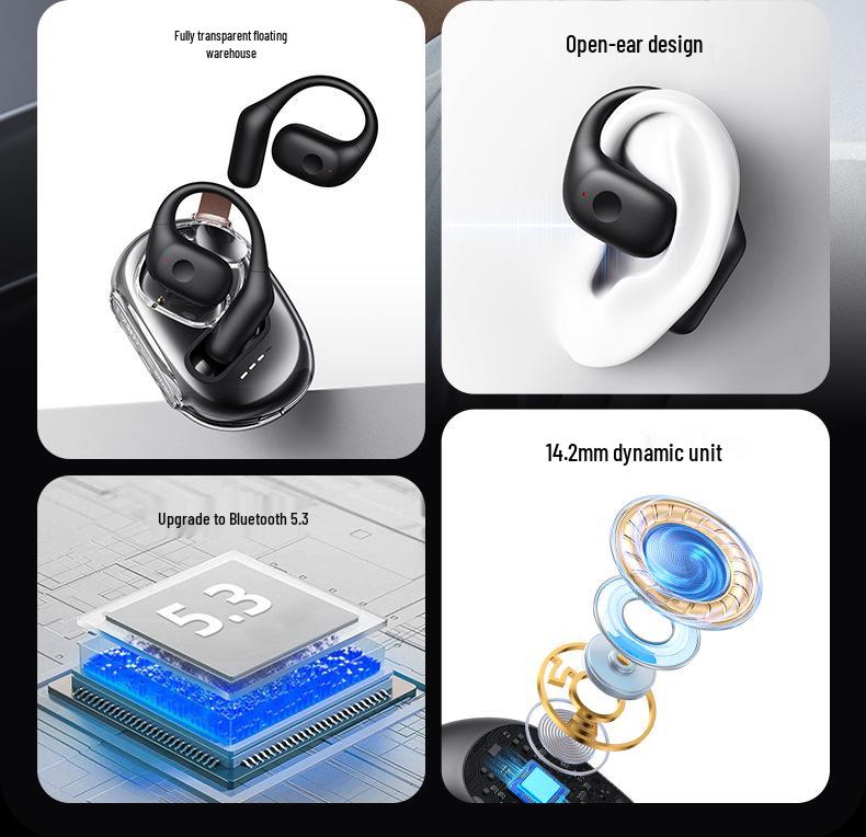 USAMS UG26 Dual Ear-hook Wireless Bluetooth 5.3 Earbuds - Long-wearing, No Pain Design.