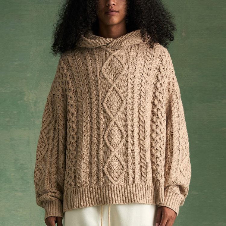 Fear of God Essentials FW23 Cable Knit Hoodie 'Gold Heather' Men's 192BT234393F