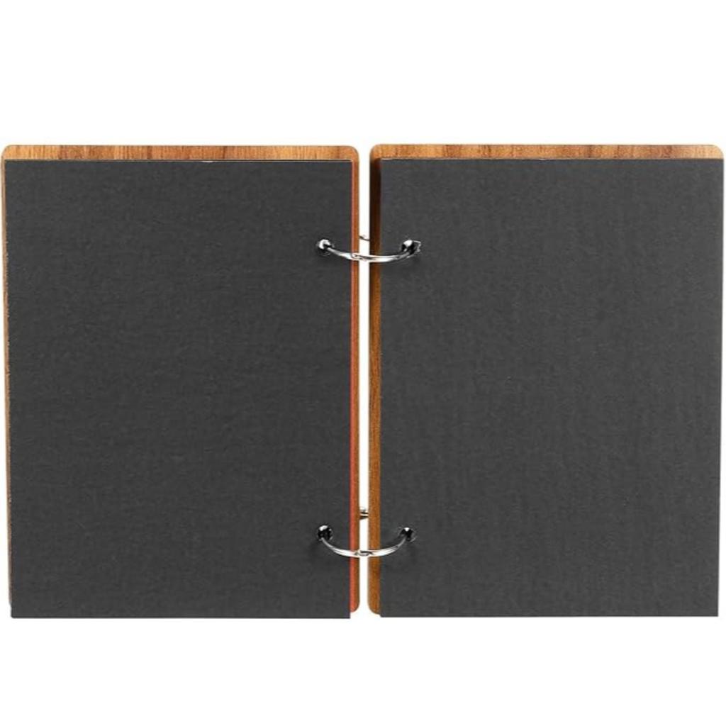 Wooden Scrapbook Album Scrapbook Photo Album, Guest Book DIY Memory Book with 15 Black Pages, for Christmas Anniversary Birthday Gift