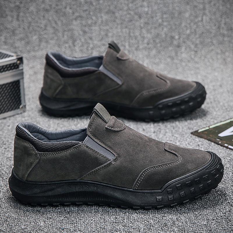 Модная мужская рабочая защитная обувь для вождения и ходьбы, популярная модель, повседневная обувь, взрывной стиль, без застежек, плоская, дышащая, легкая