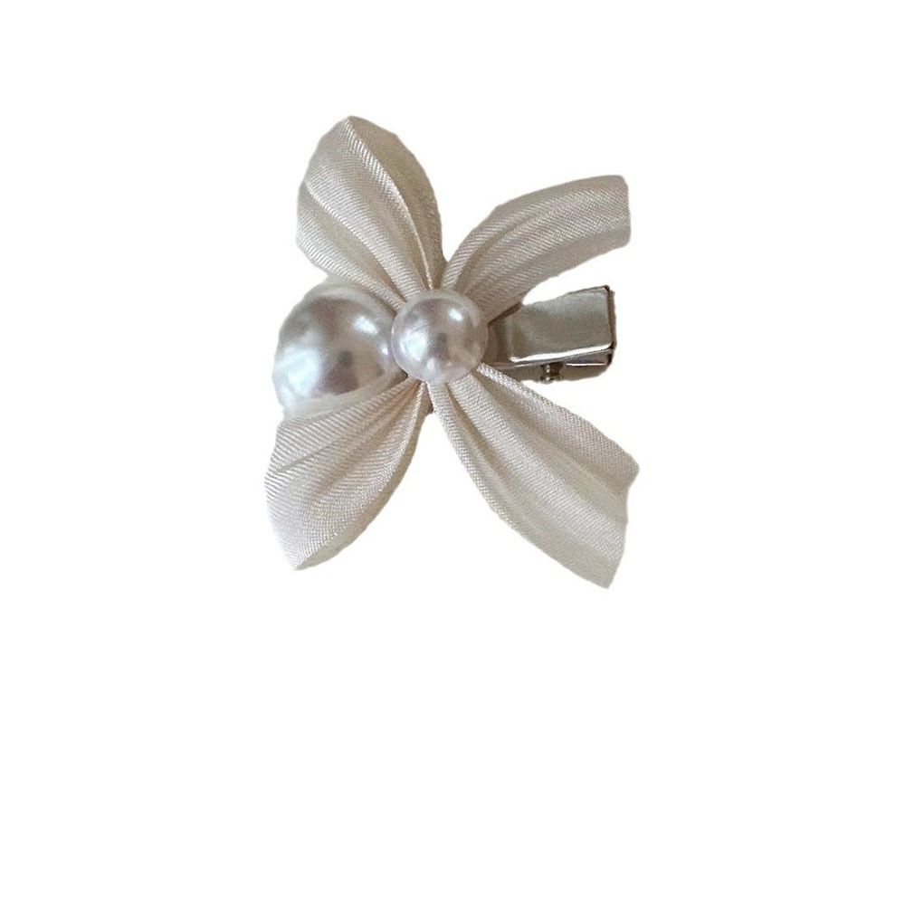 Trendy Bow Pearl  Hairpin Elegant Bangs Pearl Clips Fashion Bowknot Hair Clips  Wedding