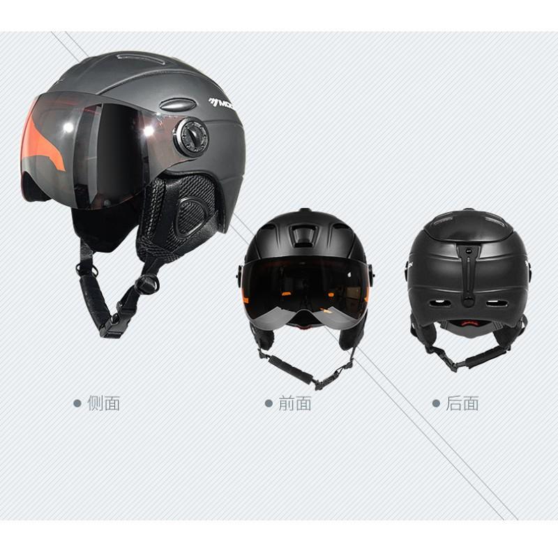 Adult Ski Helmet With Integrated Goggles PC Shell Safety Headgear Snow Sports Unisex