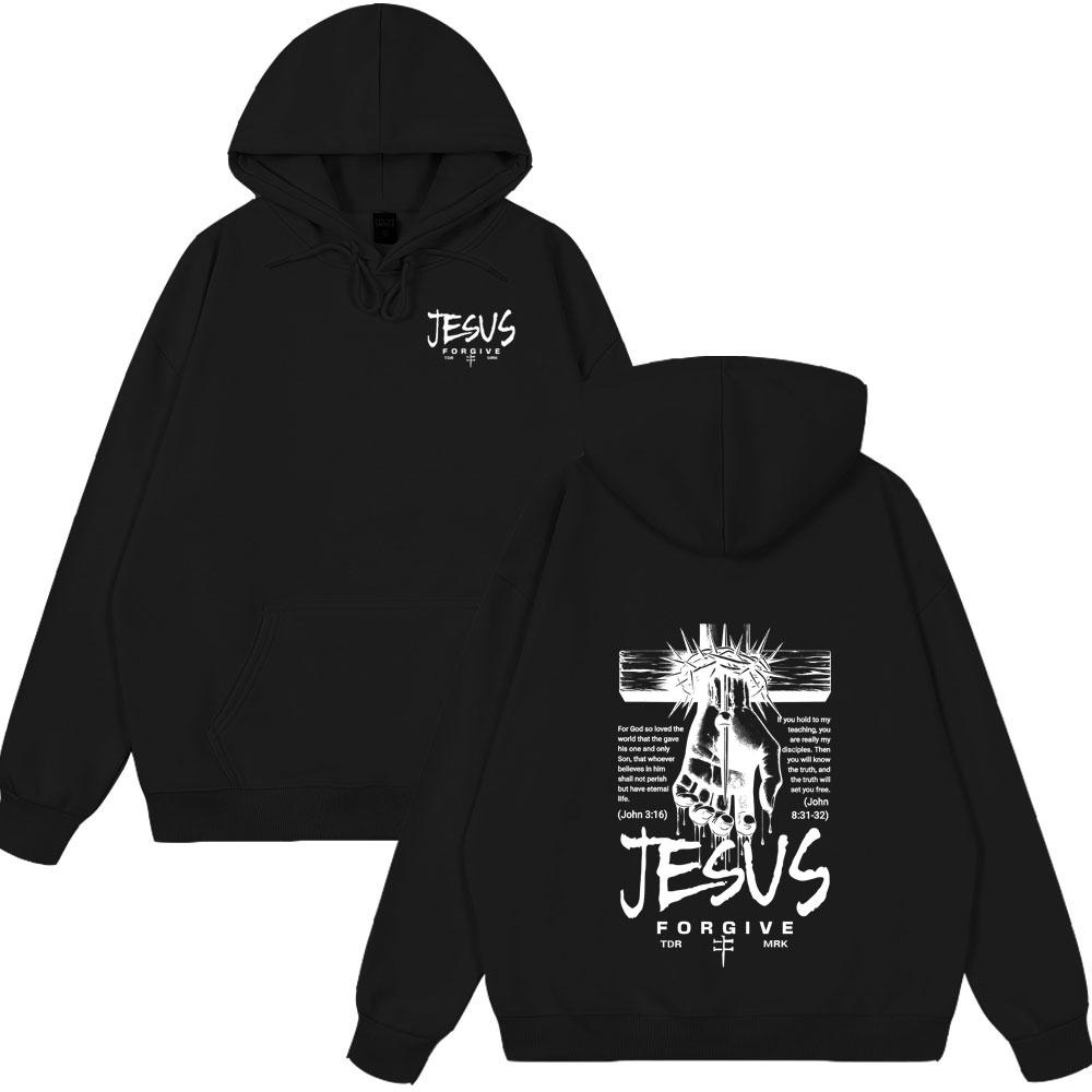 Jesus Christian Forgive Them Father Hoodies Women Clothing Fashion Harajuku Sweatshirt Fleece Casual Hoody Winter Spring Clothes
