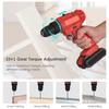 21V Portable Cordless Electric Drill 3Celsius8 Inch Chuck Handheld Power Drill Screwdriver with 1.5Ah Battery  , Bits Sleeves Extension Sha