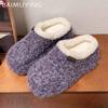 Fur Platform Slippers Women High Heels Warm Cotton Shoes Woman 2024 Trend Winter Slingback Fashion Short Plush Snow Botas Mujer