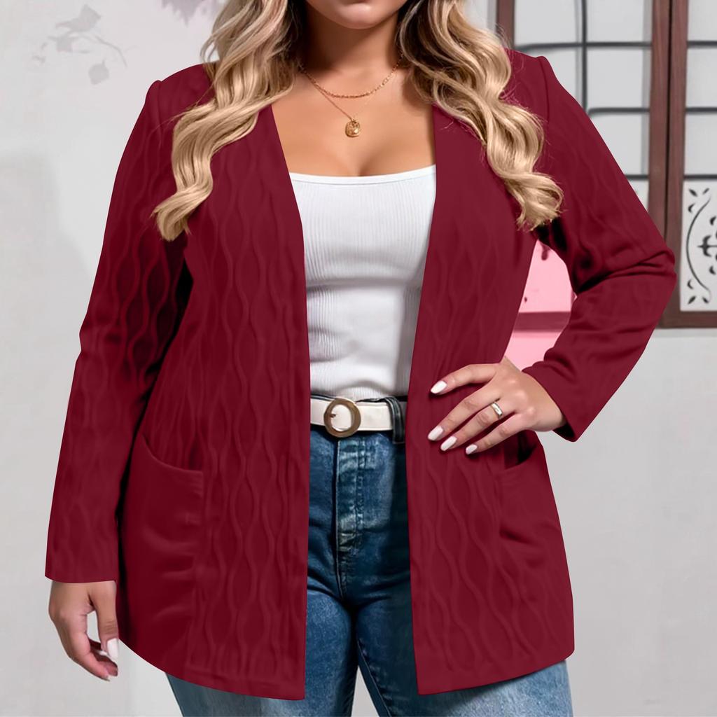 Women's Fashion Casual Plus Size Solid Color Long Sleeve Jacket