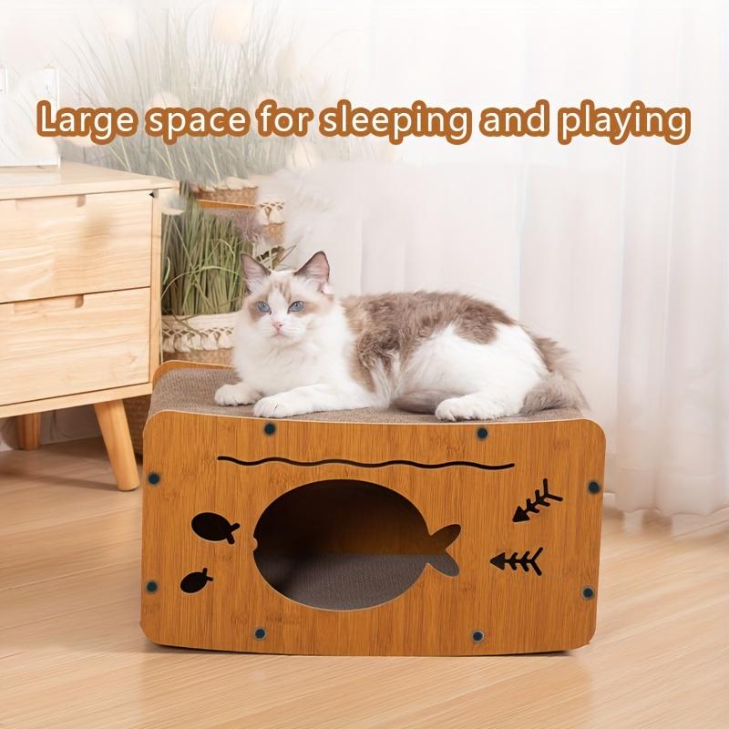 Прочная и износостойкая доска для кошачьих когтей со встроенным кошачьим гнездом и вертикальной шлифовальной машинкой для отдыха и игр.