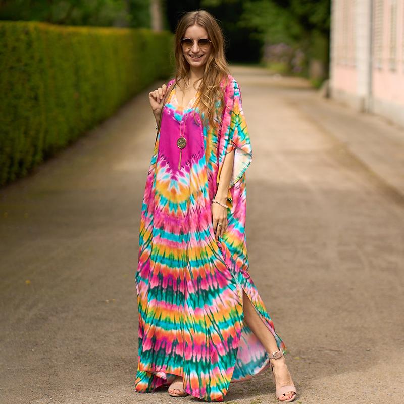 EDOLYNSA Турецкий халат с принтом и рукавами «летучая мышь», летняя туника, купальник больших размеров, накидка для женских купальников, синие платья-кафтаны Q1415