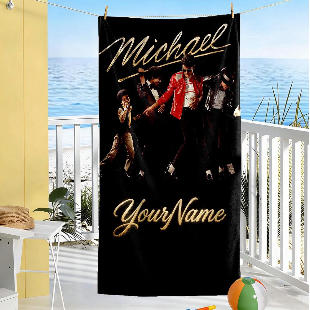 Michael Jackson Customized Name Beach Towel Super Soft Microfiber Quickdry Fabric Suitable for Sports Travel Swimming Yoga Bathroom Beach And Pool