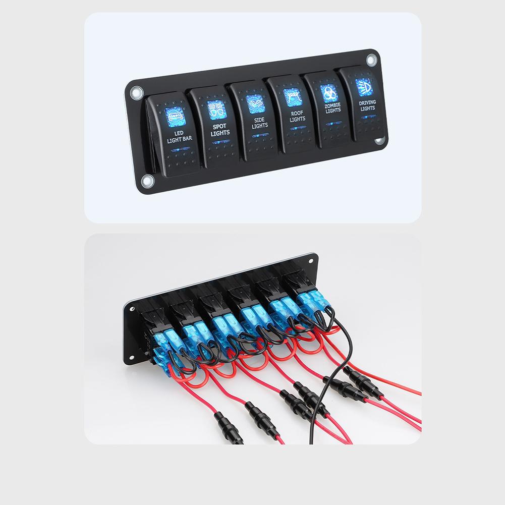 Sale Newest 6 Gang LED Rocker Switch Panel 12V/24V Car Marine RV Control Panel With 10A Fuse Replacement Car Accessories