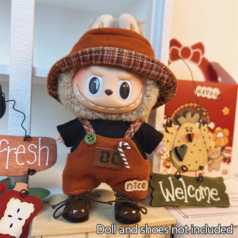 Suspenders Suit For 17cm Labubu Doll Clothes All-match Colour Outfit Doll Accessories Fashion Design Lovely Little Bear Star