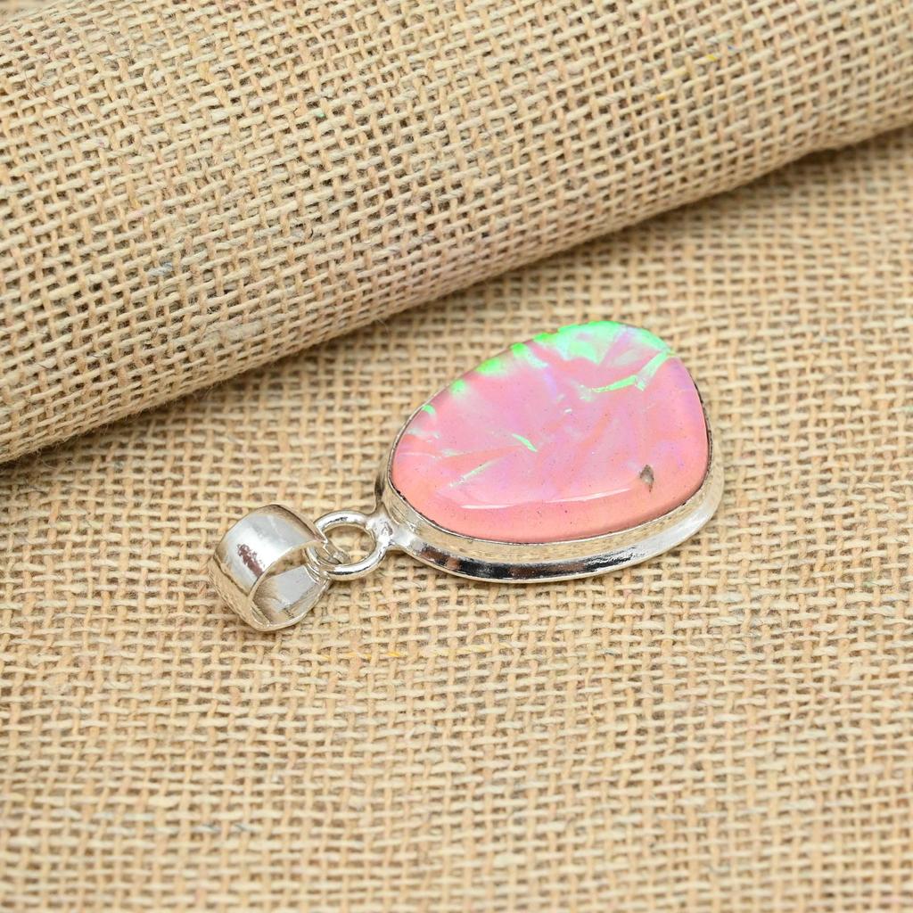 Розовый австралийский тройной опал, драгоценный камень, стерлинговое серебро 925 пробы, ювелирные изделия ручной работы, антикварный кулон