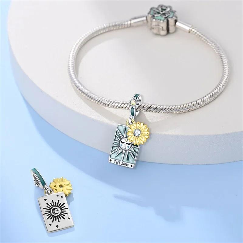 100% Медь Изысканные Карты Таро Браслет Подвески Кроваво-Красный Огненный Змей Роза Шармы Бусины Сделай Сам Украшения Для Женщин