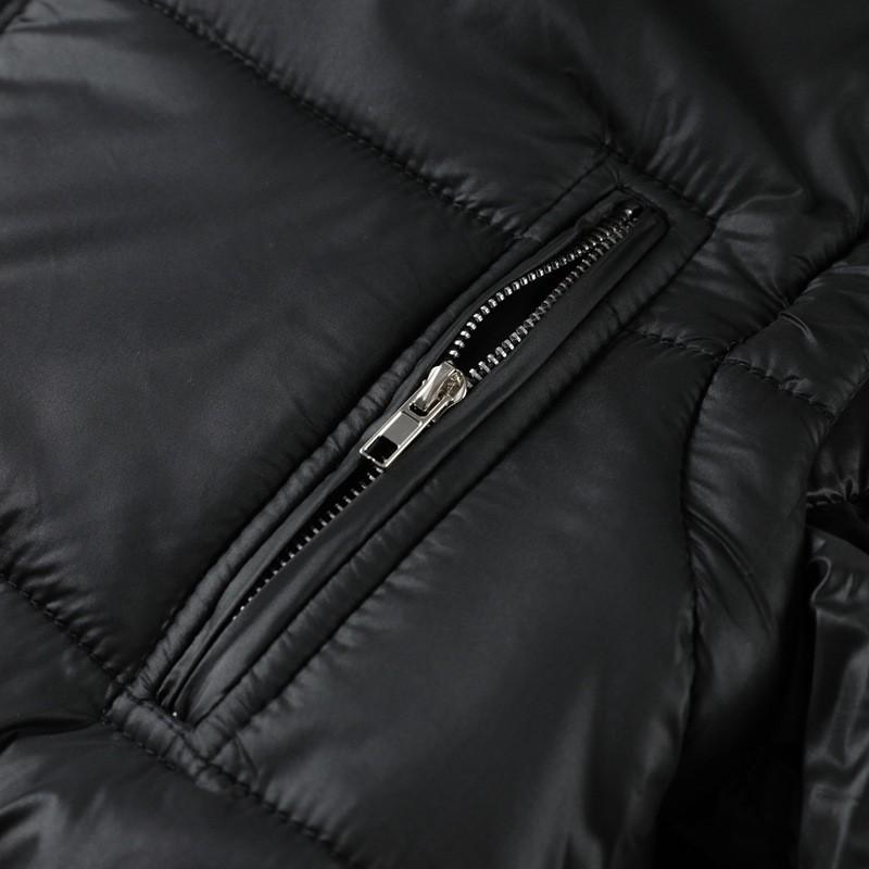 Womens Zip-up Detachable Sleeve Hooded Cotton Coat With Fur Trim Waist Fitted Street Style Short Puffer Jacket
