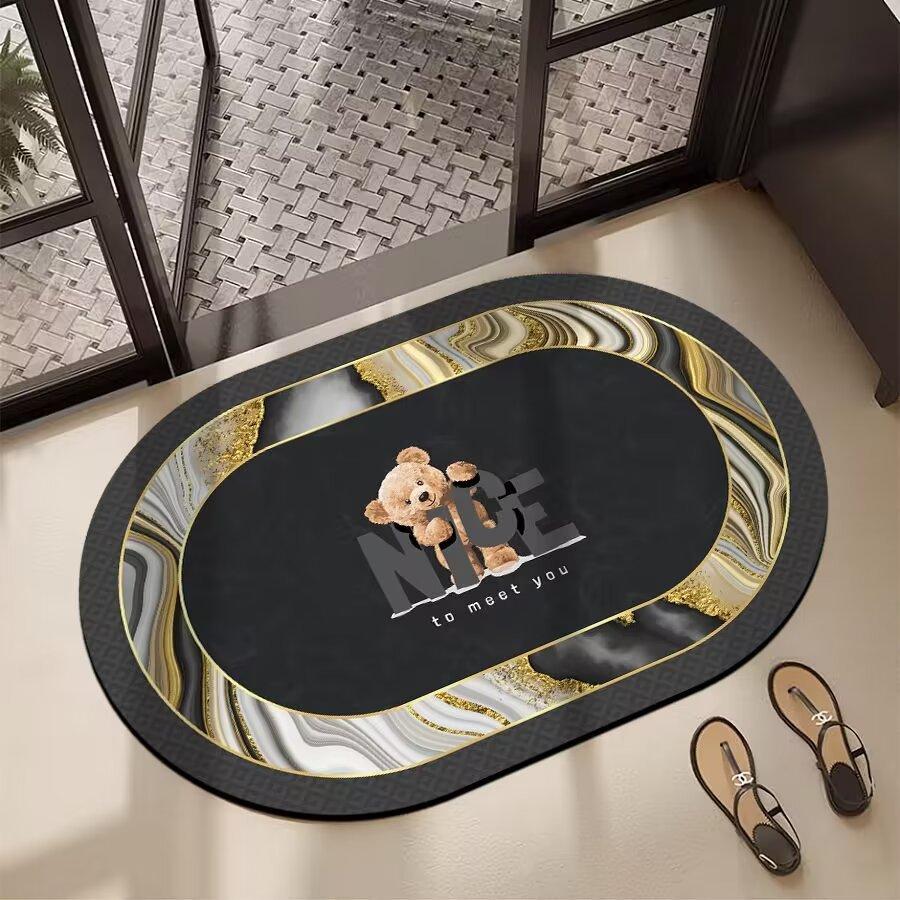 Коврик для ванной комнаты овальный, влагопоглощающий и грязеотталкивающий, коврик для ног в ванной комнате, мягкий противоскользящий коврик для ног с диатомовой грязью