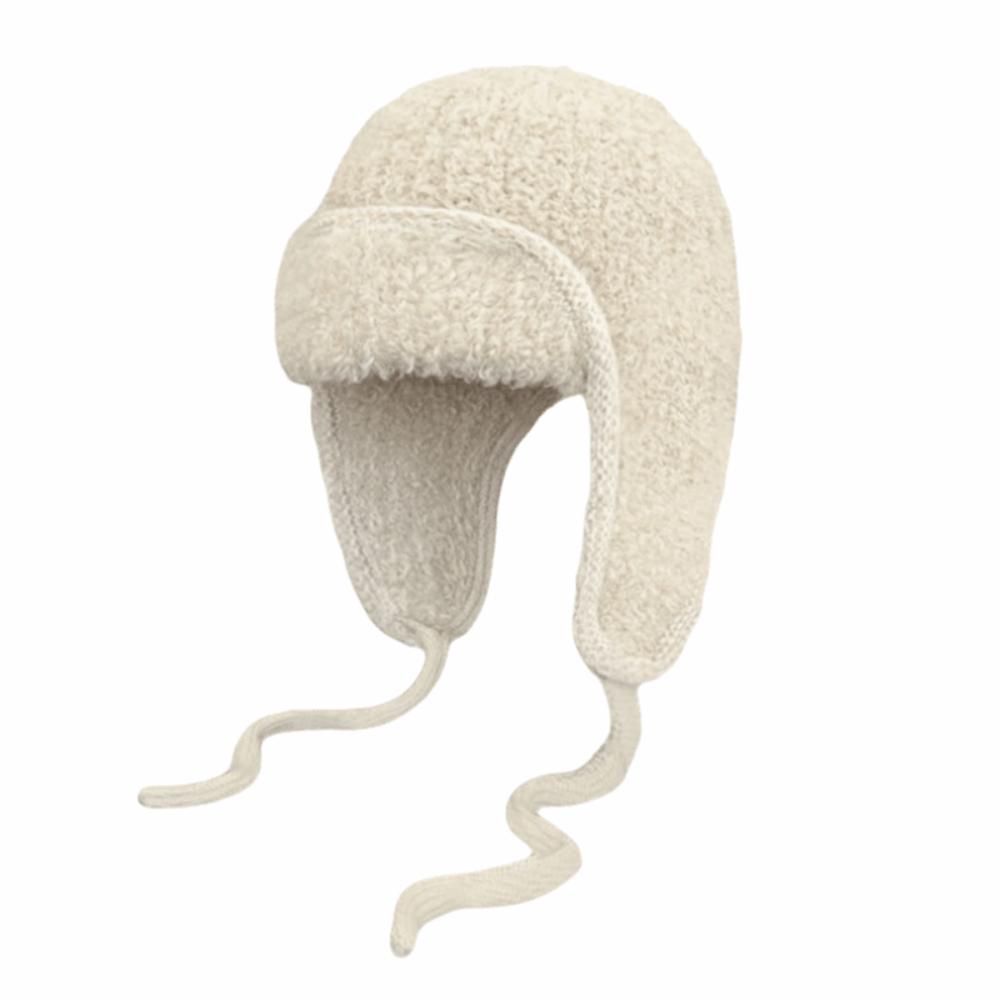 Solid Color Knitted Woolen Hat Korean Style Woolen Crochet Cap Casual Knitted Flying Cap  Outdoor