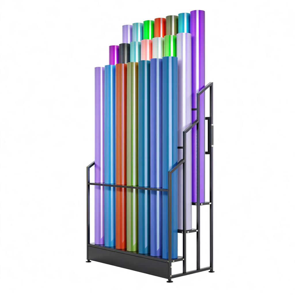 Craft Roll Storage and Organizer 3 Tier Heavy Duty Metal Storage Display Rack for Car Window Film PVC Film Tablecloth