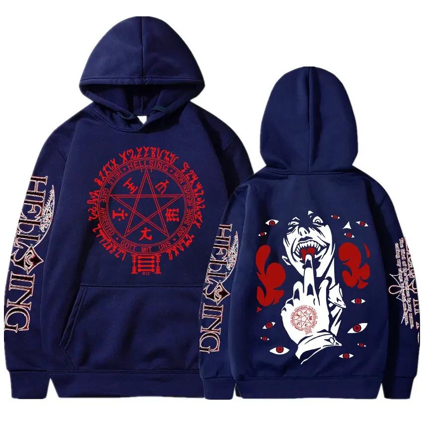 Anime Hellsing Hoodies Men Streetwear Fashion Manga Print Pullover Harajuku Unisex Oversized Long Sleeve Sweatshirts