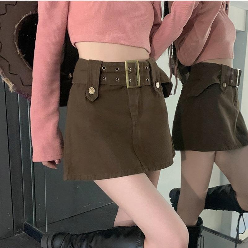 Женские юбки Розовая джинсовая юбка Летняя корейская мода Дизайн Юбка трапециевидной формы с высокой талией Женская одежда Y2K Женская нижняя часть большого размера