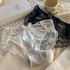 Pure Desire Wind Sexy Lace Bow Tie Cross Underwear Women's Pure Cotton Crotch Middle Waist Briefs Breathable Triangle Panties