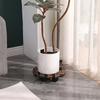 Heavy-Duty Round Wooden Plant Stand On Wheels - Stylish White Pot Holder with Lockable Metal Casters for Indoor/Outdoor Use, Ide