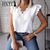 Women's Fashion Casual Summer Solid Color Print Short Sleeve V-Neck Blouses & Shirts