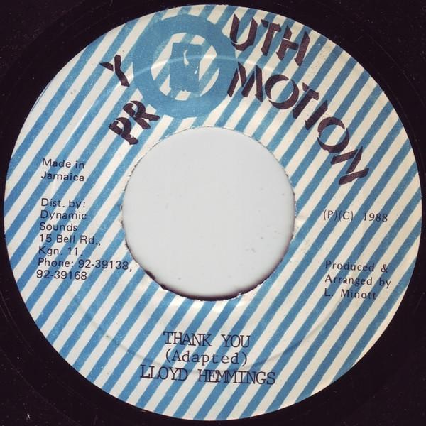 7-дюймовая пластинка LLOYD HEMMINGS Thank You NONE Youth Promotion 1988 Ямайка Регги Ска Даб Б/у