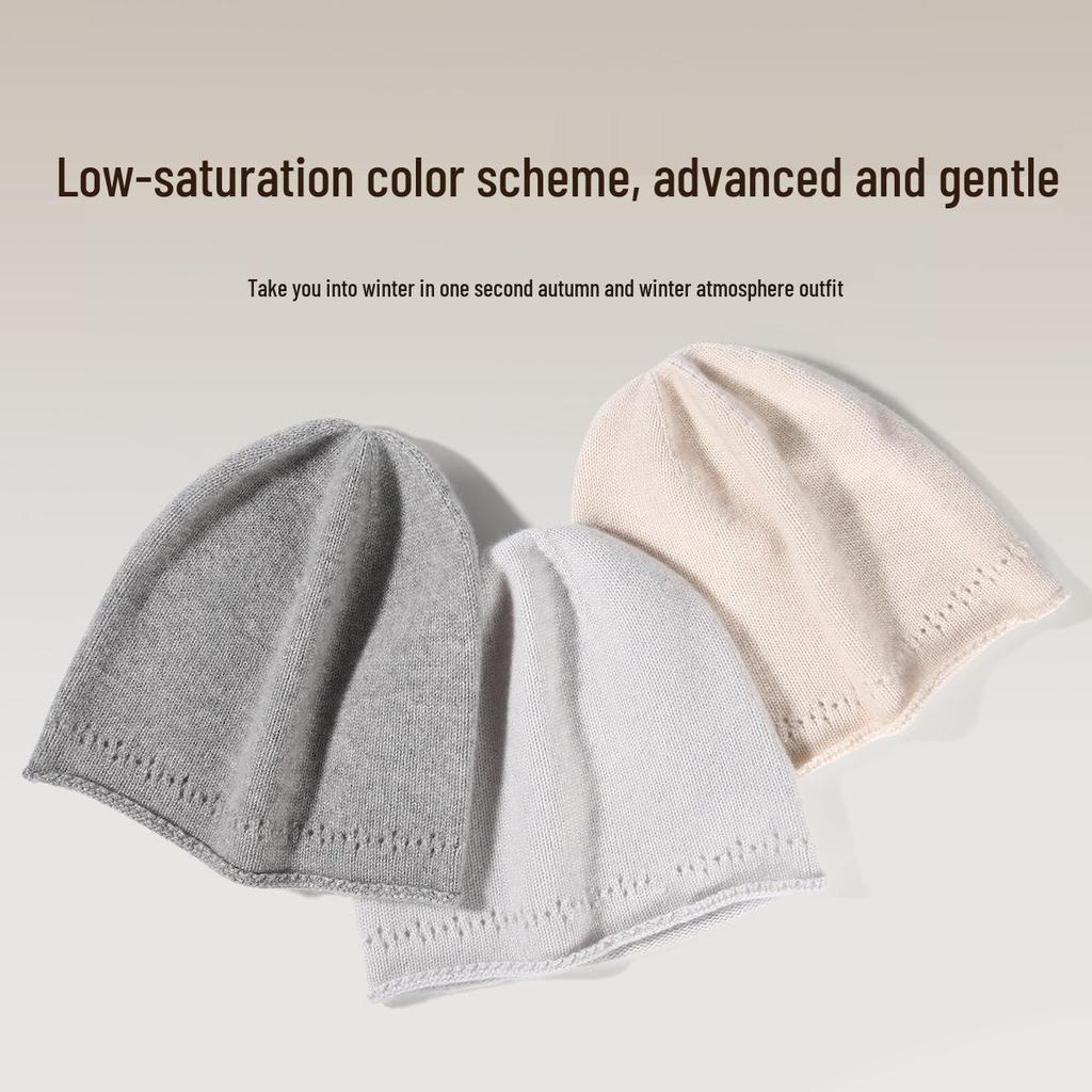 Женская вязаная шапка-бини из чистого кашемира - Универсальная шапка-носок для осени и зимы
