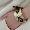 French Retro Leopard Print Silk Scarf Bracelet Matte Gold Open Bracelet Female Niche Design Exotic Stacked Jewelry