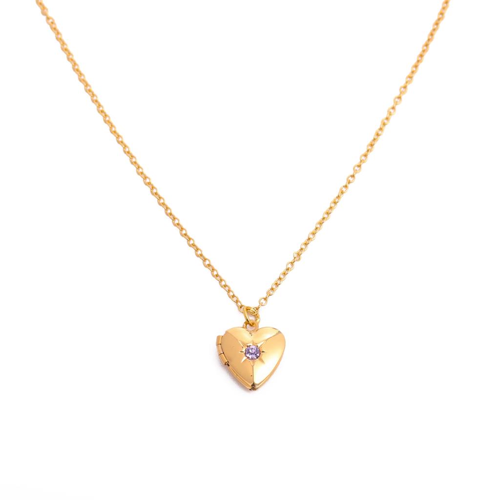 Elegant Heart Photo Locket Chain Necklace Multifuntional Metal Birthstone Jewelry Suitable for Decorating Outfits