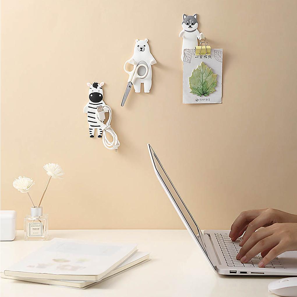 Мультяшный крючок для ключей с изображением животных, съемный, моющийся, держатель для ювелирных изделий, наклейка на полку для холодильника, тип 3