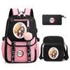3Pcs/set Demon Slayer Kamado Nezuko Backpacks for Girls Anime School Bag Teenager Student Canvas Laptop Back Pack Women Rucksack