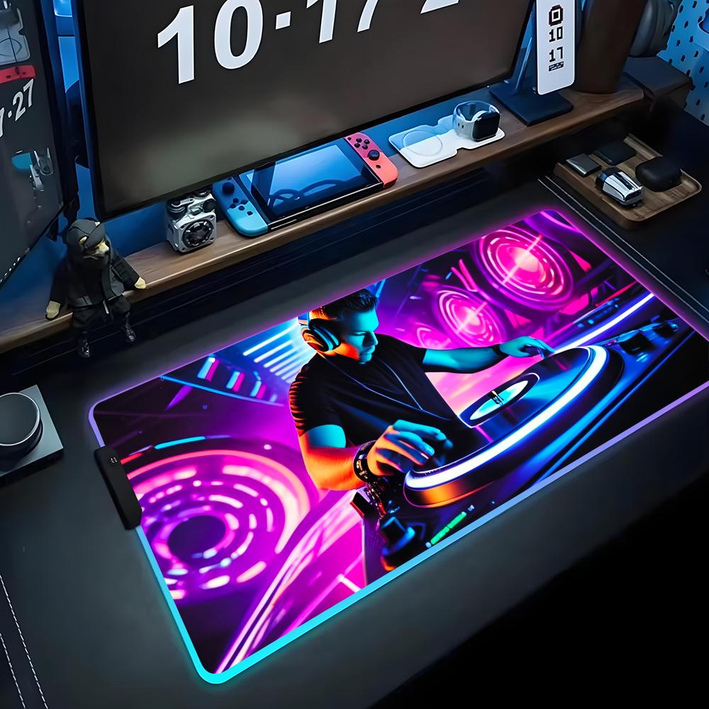 Коврик для мыши DJ RGB Игровой коврик для мыши Большой светодиодный коврик Настольный коврик для ПК Светящийся коврик для мыши Большие коврики для клавиатуры Настольный ковер с подсветкой
