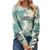 Women's Fashion Casual Long Sleeve Print Round Neck Pullover Top Blouse