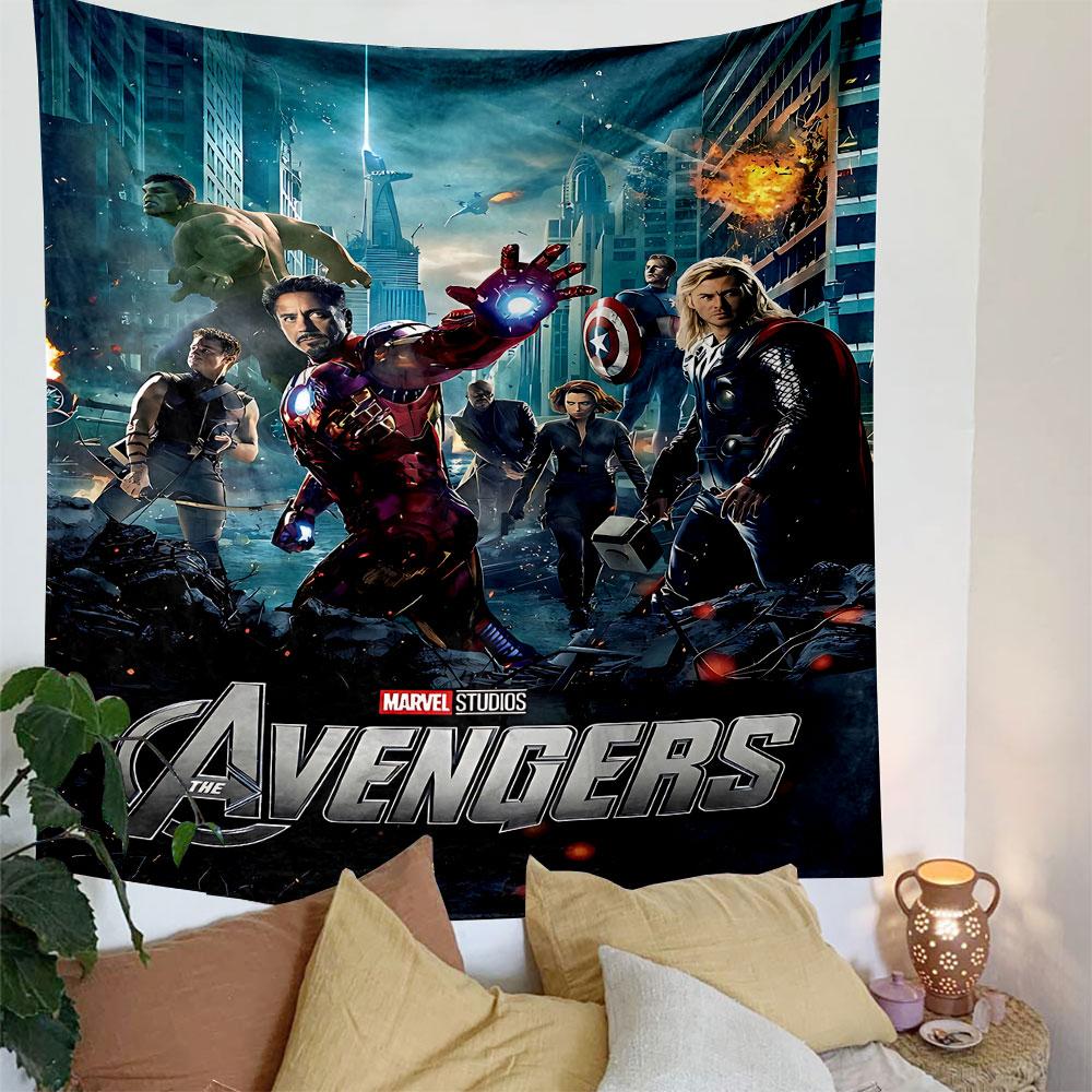 The Avengers Tapestry Wall Hanging, Marvel Superhero Team Art, Epic Movie Wall Decor for Bedroom Gaming Room