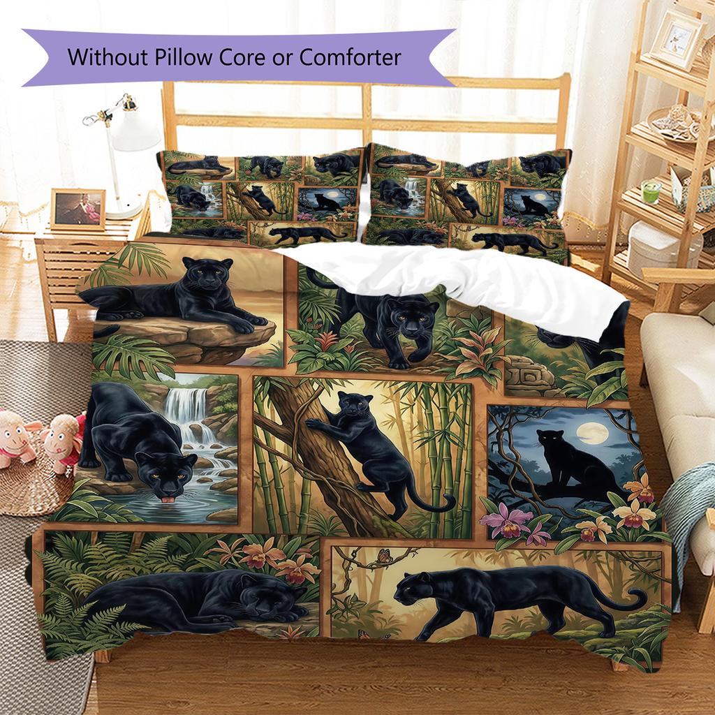 Retro Oil Painting Animals Pattern Bedding,Quilt Set Quilt Cover Pillowcase Home Birthday Gift (1 * duvet cover + 2 * pillowcase, without core)