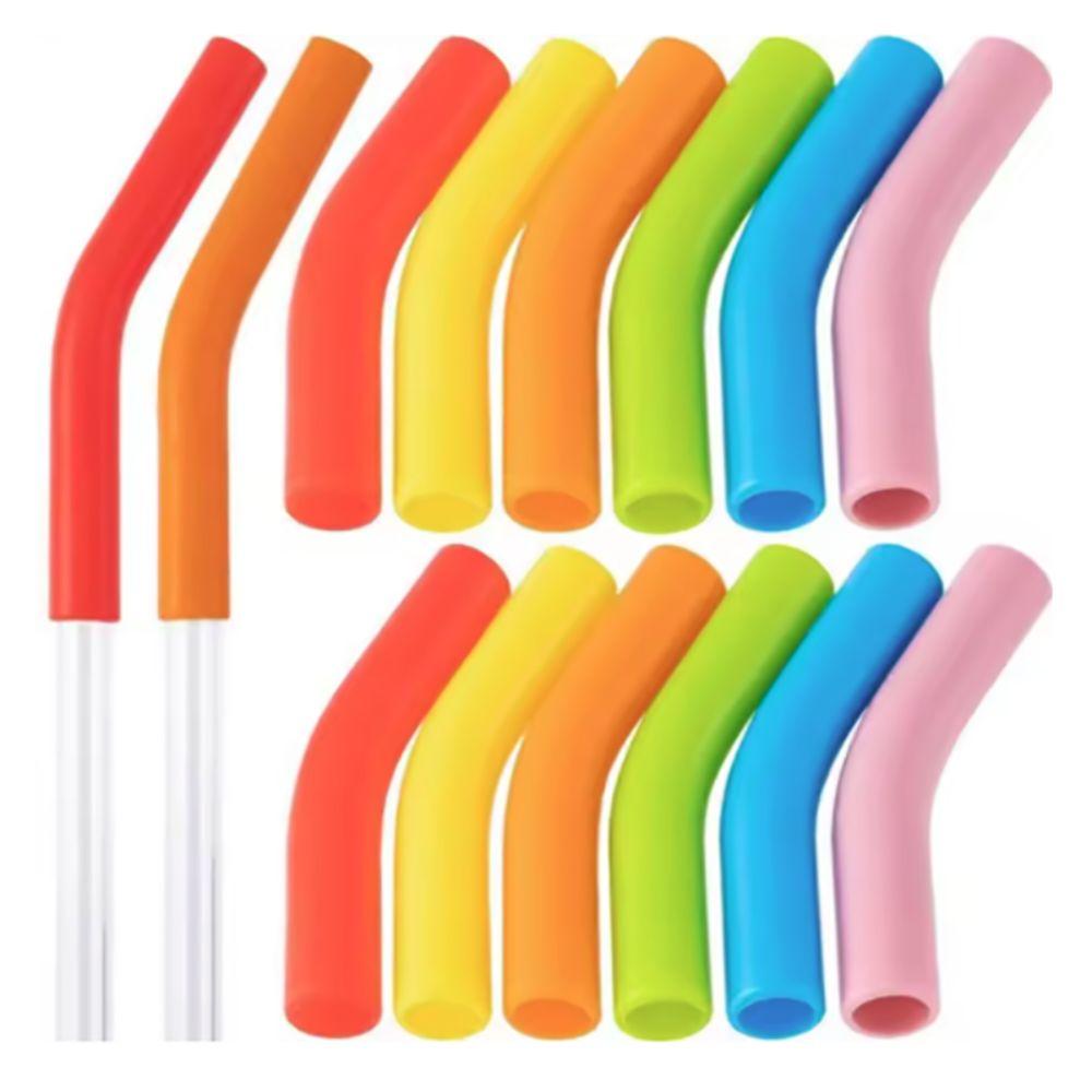 12pcs Silicone Metal Straws Tips Cover Curved Straw Cover Cup Accessories Straw Topper Party