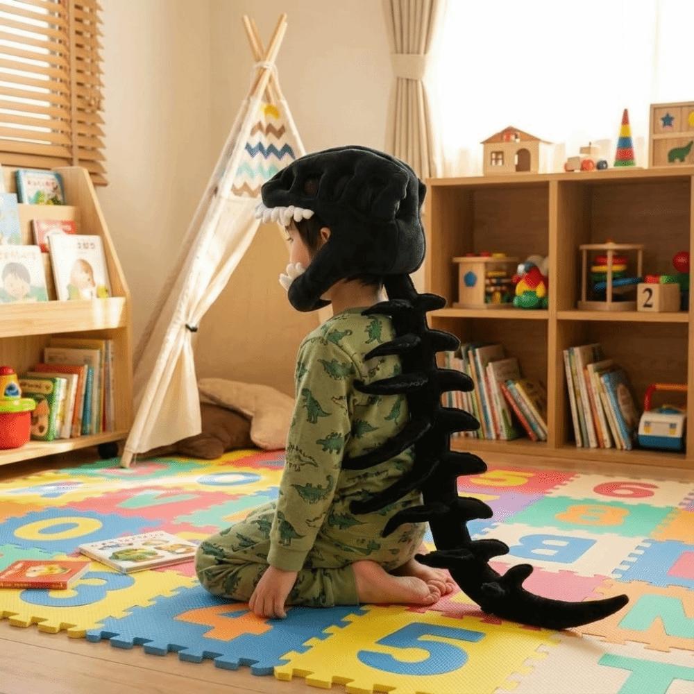 3D Design Dino Plush Hat Soft Stuffed Animal Bone Set Dinosaur Skeleton Headgear  Home Decoration