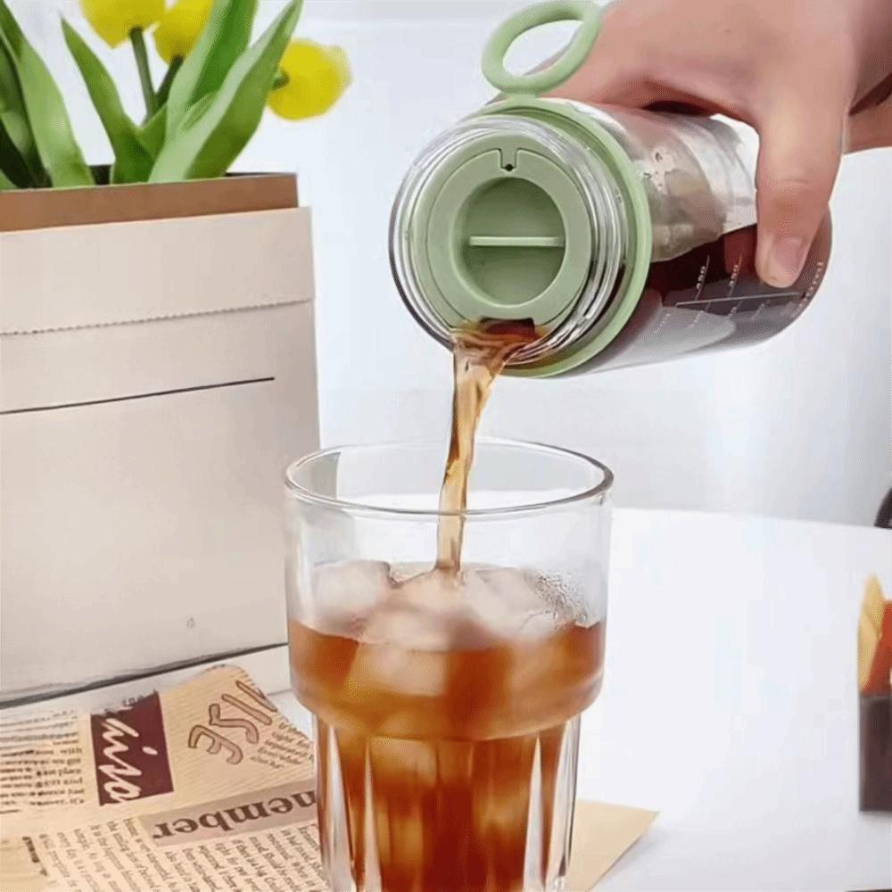 Soft Silicone Handle Cold Brew Coffee Maker Airtight Lid Portable Water Bottle  Sports Activities