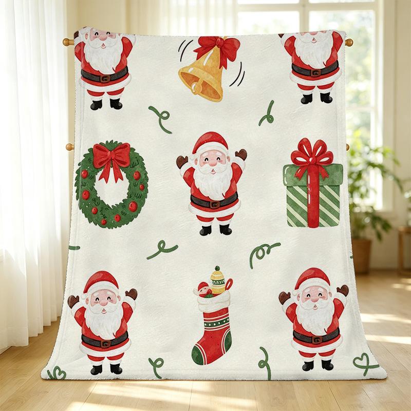 Santa Series Flannel Throw Blanket – No Lint, Soft Warm for Christmas Home Decor, Cozy Movie Nights & Daily Comfort